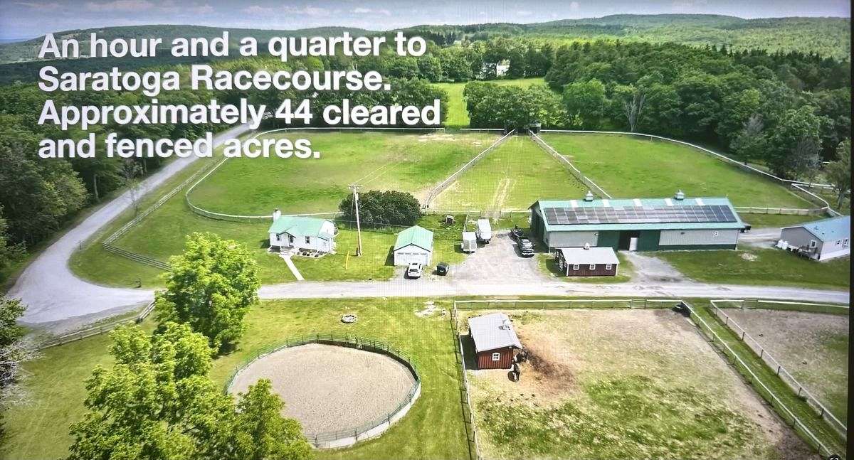 Saratoga an hour plus drive from farm w 2 homes and several barns