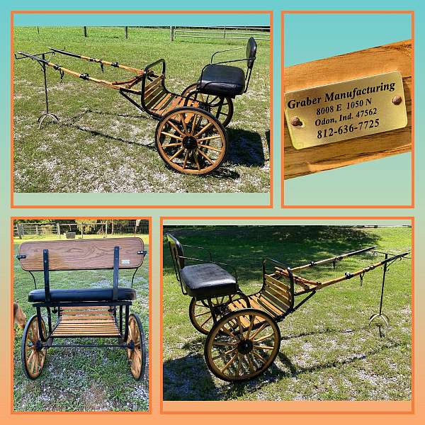 Very nice wooden miniature horse cart B size or small pony. Made by Graber